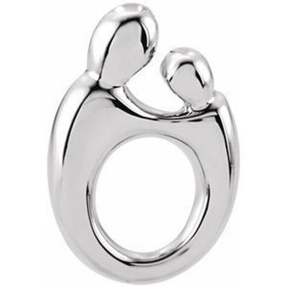 14K White 20.5x13.5 mm Mother andSlide Pendant